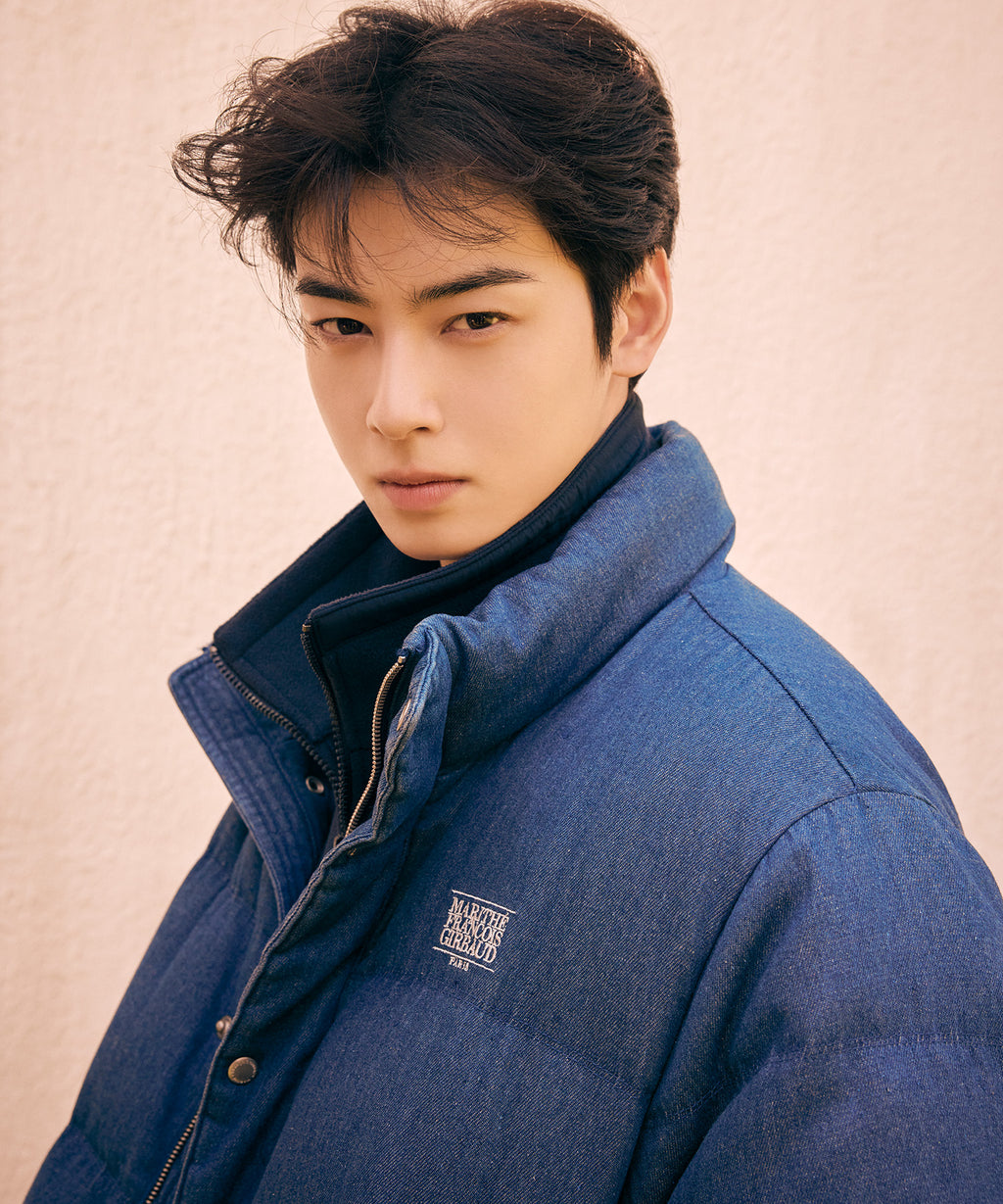 Marithe & Francois Girbaud - Classic Logo Denim Down Jacket (Dark Blue) product image 3 | TRAB K-Fashion Australia