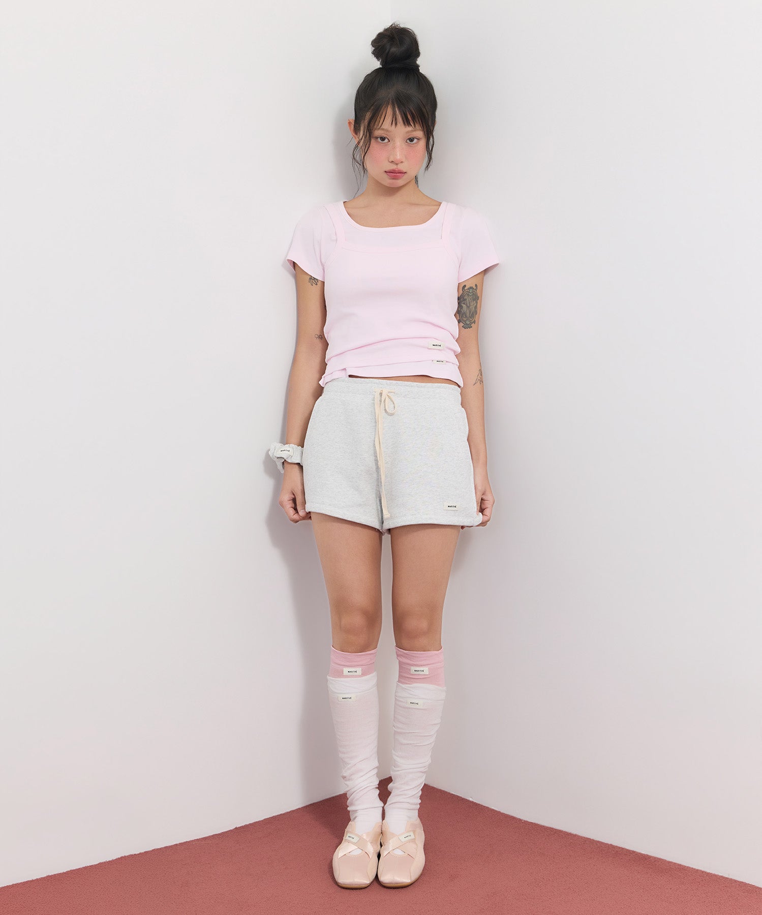 Marithe & Francois Girbaud - Basic Sweat Shorts (Light Heather Gray) product image 3 | TRAB K-Fashion Australia
