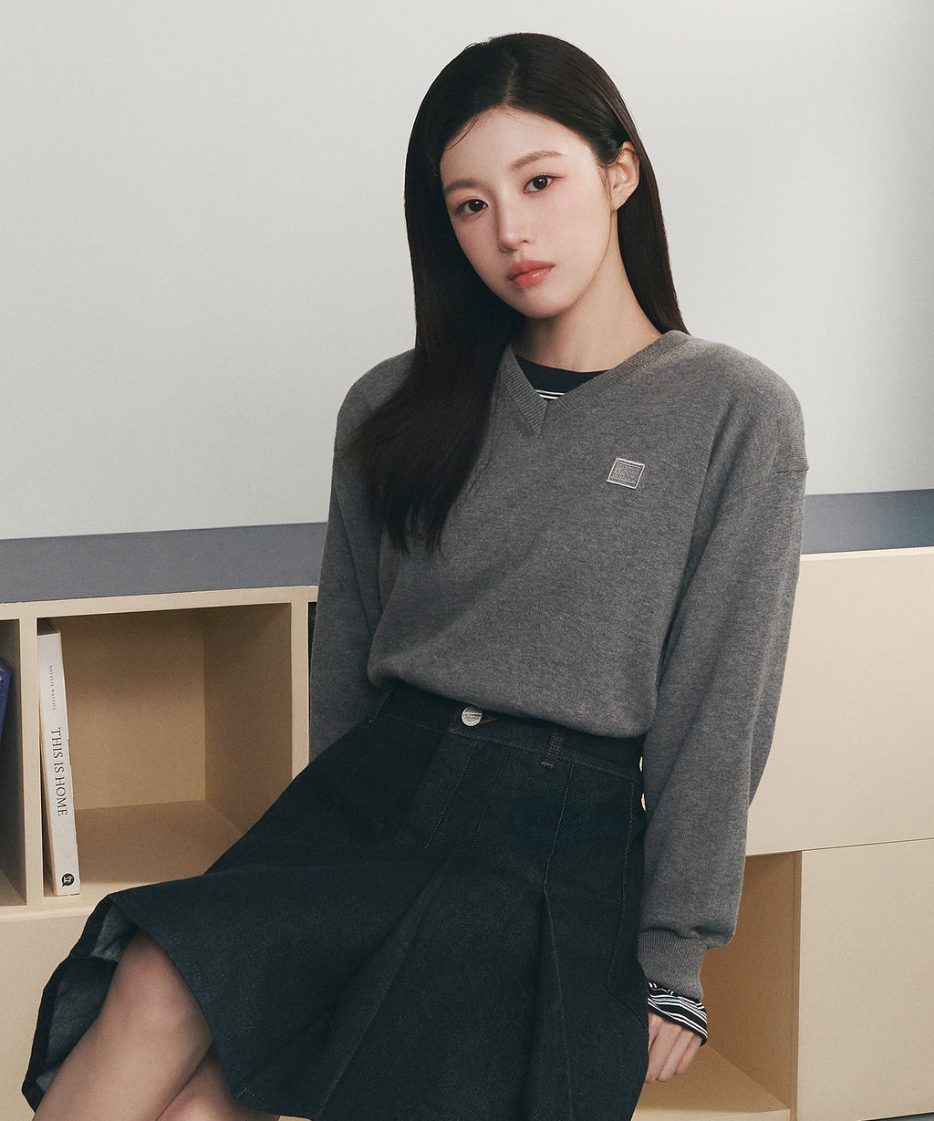 Marithe & Francois Girbaud - V-neck Knit Pullover (Heather Gray) product image 3 | TRAB K-Fashion Australia