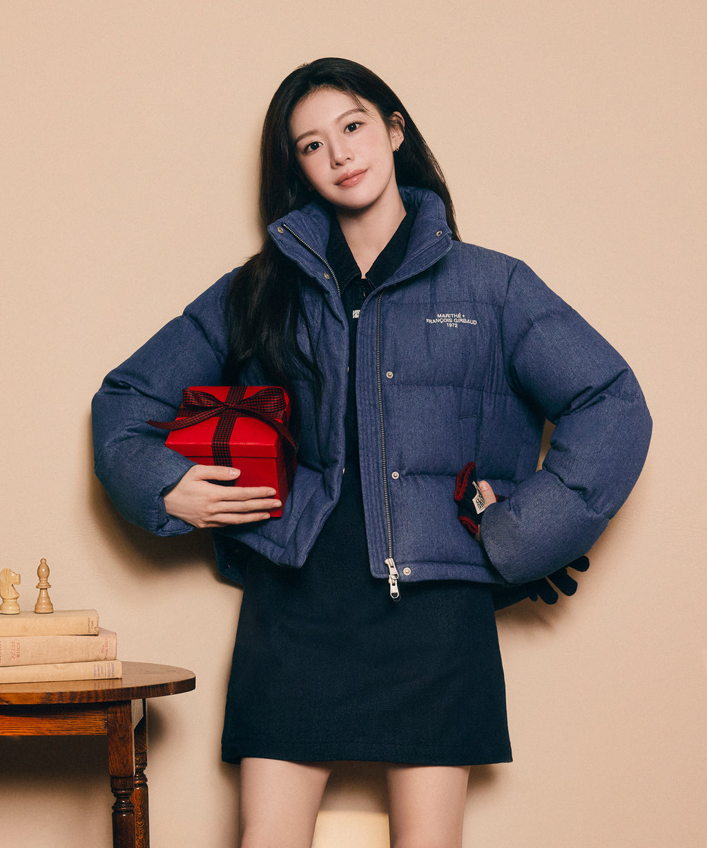 Marithe & Francois Girbaud - Denim Crop Down Jacket (Blue) product image 3 | TRAB K-Fashion Australia