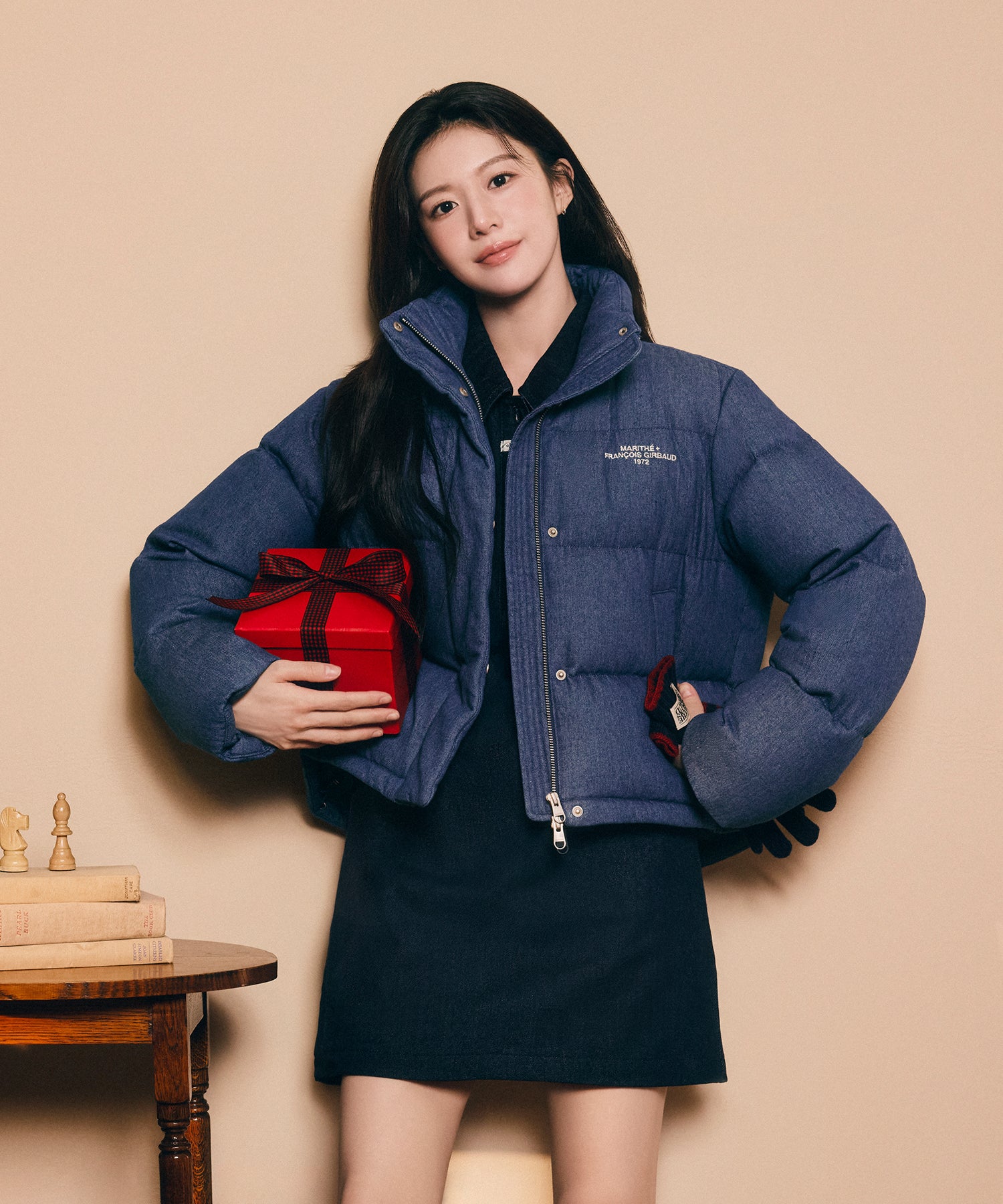 Marithe & Francois Girbaud - Denim Crop Down Jacket (Blue) product image 3 | TRAB K-Fashion Australia