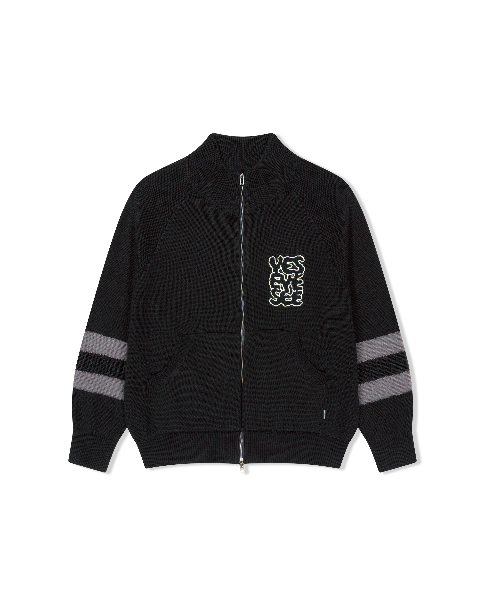 yeseyesee - Front Pocket Knit Zip-Up (Black) product image 1 | TRAB K-Fashion Australia