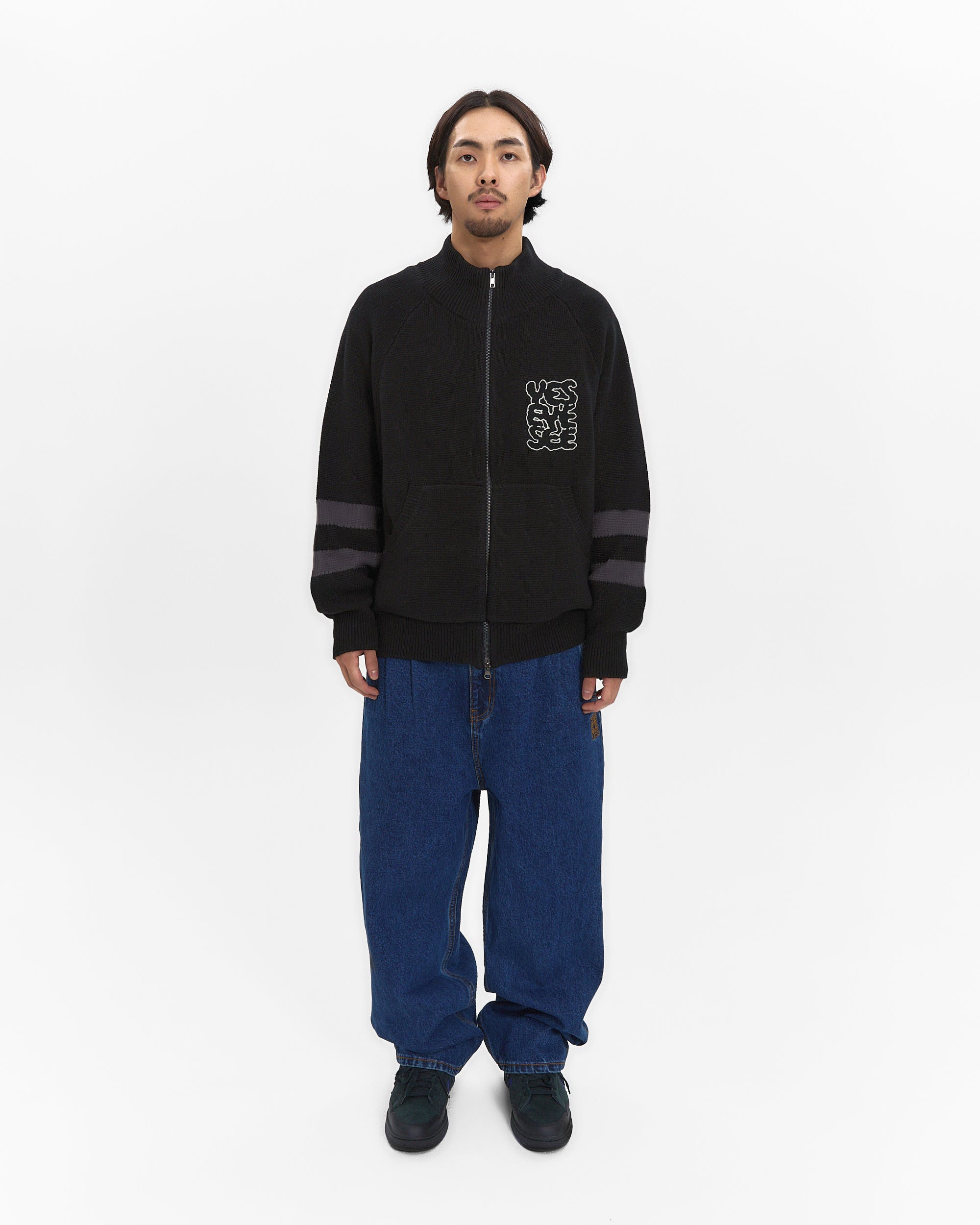 yeseyesee - Front Pocket Knit Zip-Up (Black) product image 7 | TRAB K-Fashion Australia
