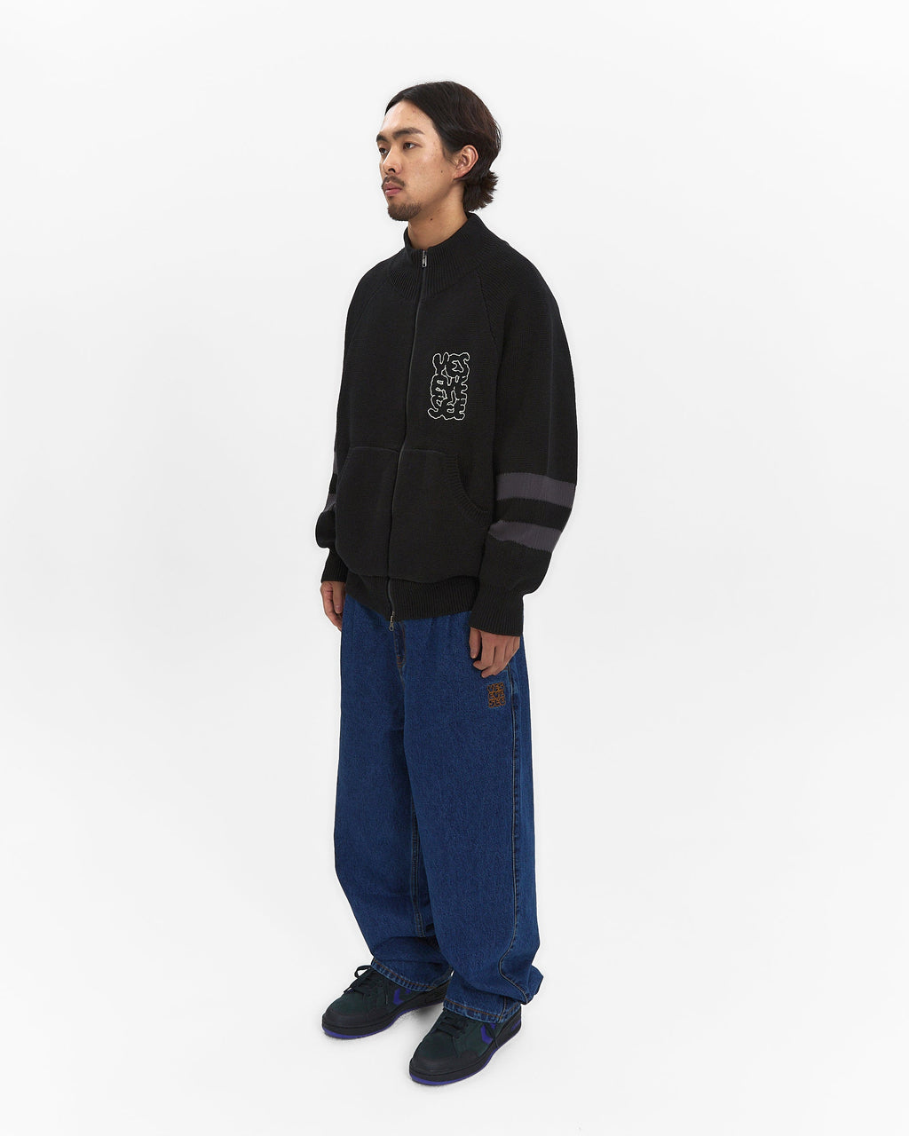 yeseyesee - Front Pocket Knit Zip-Up (Black) product image 8 | TRAB K-Fashion Australia