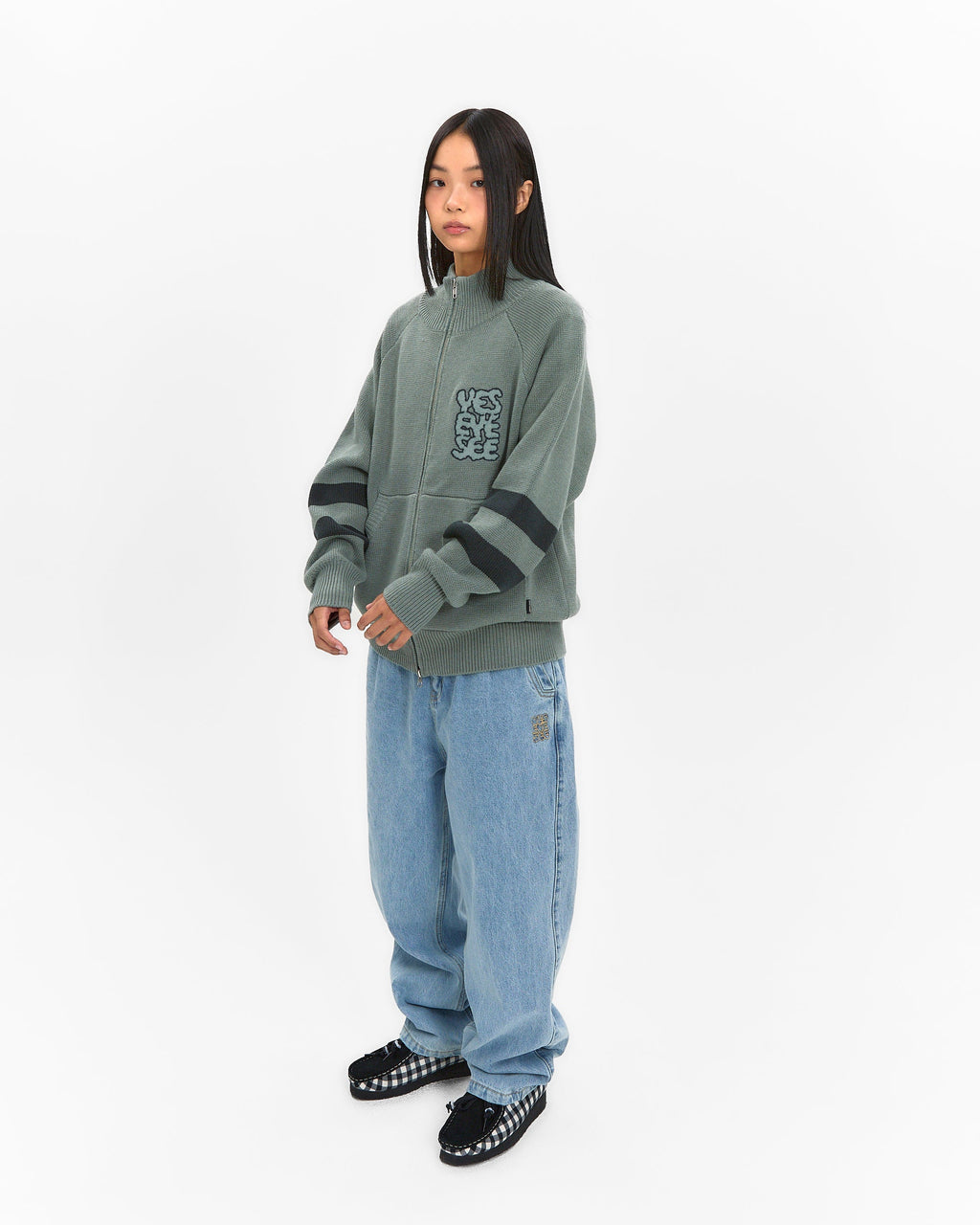 yeseyesee - Front Pocket Knit Zip-Up (Ash Blue) product image 8 | TRAB K-Fashion Australia