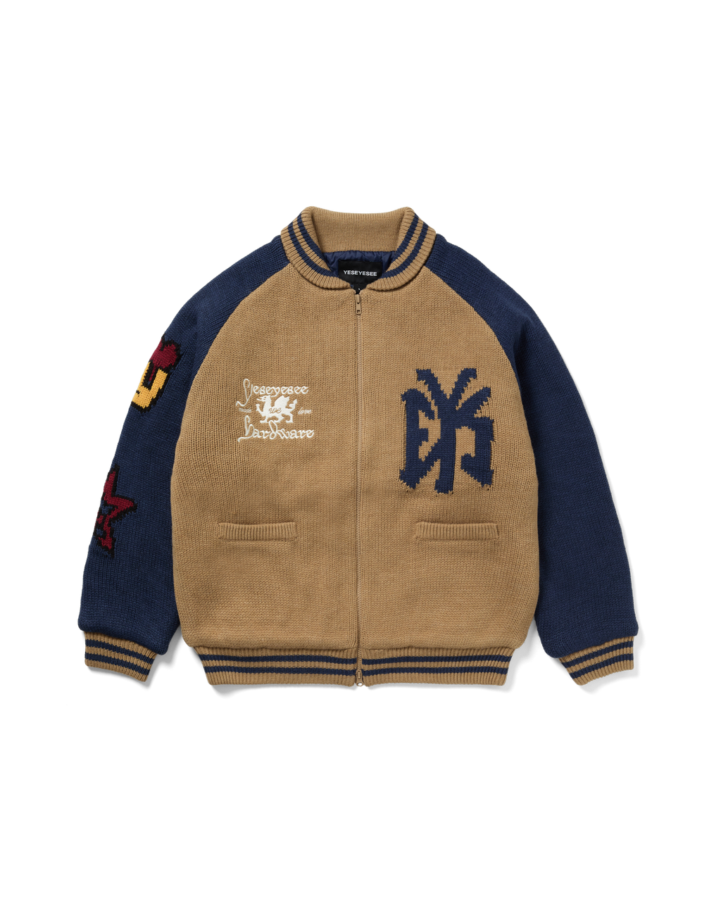 yeseyesee - Raglan Knit Varsity Jacket (Beige) product image 1 | TRAB K-Fashion Australia