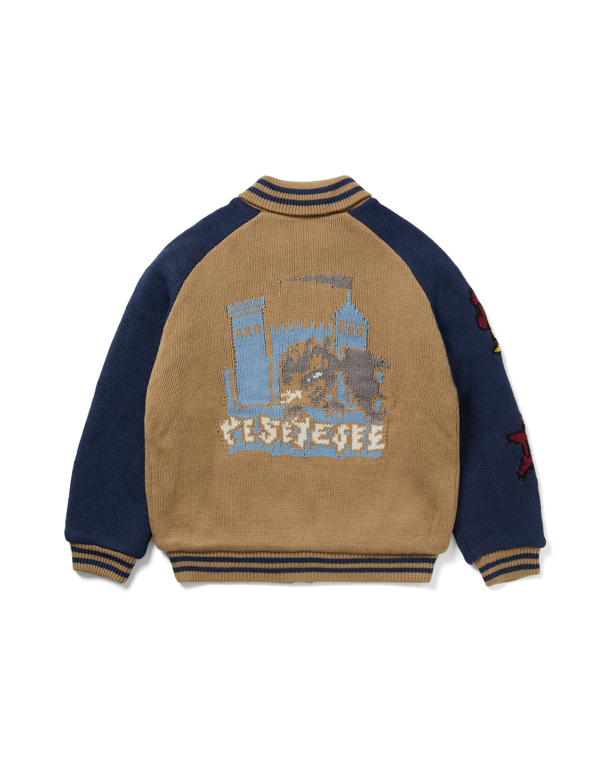 yeseyesee - Raglan Knit Varsity Jacket (Beige) product image 2 | TRAB K-Fashion Australia
