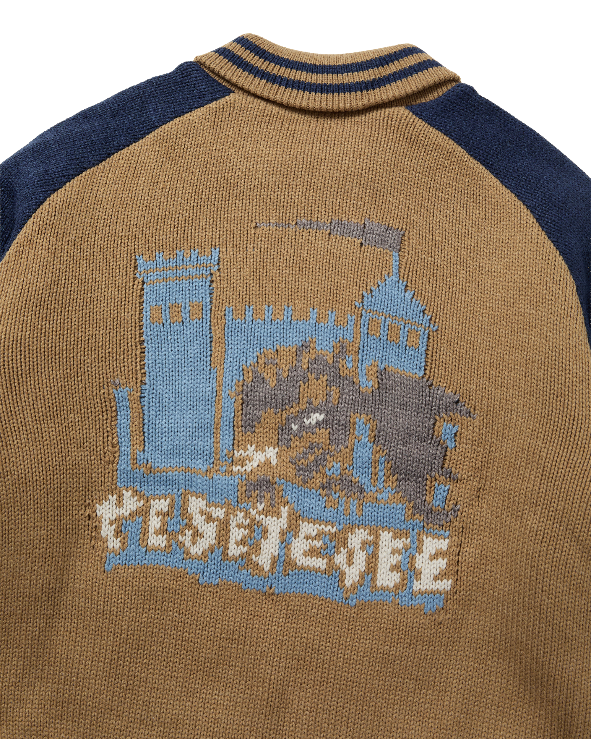 yeseyesee - Raglan Knit Varsity Jacket (Beige) product image 4 | TRAB K-Fashion Australia