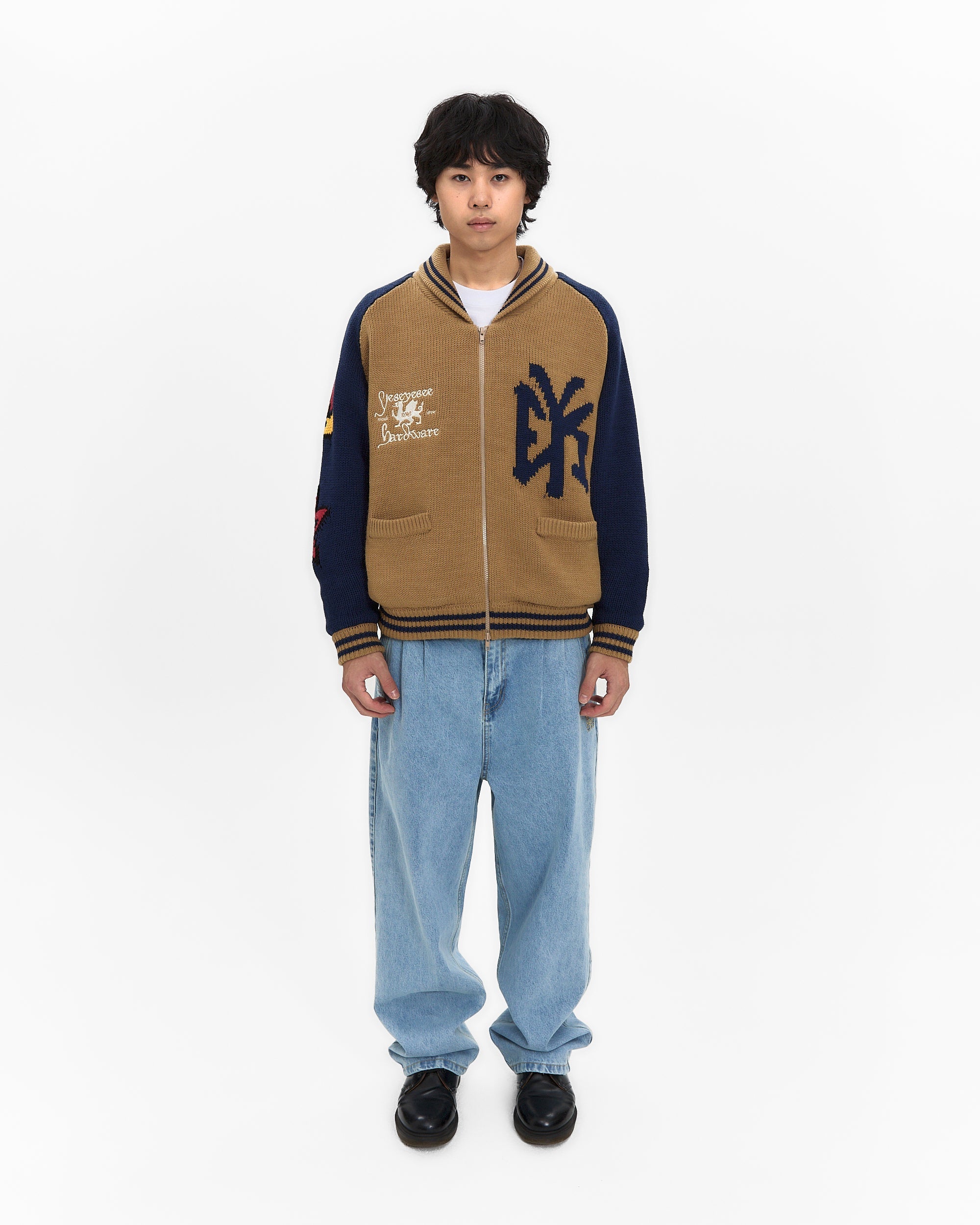yeseyesee - Raglan Knit Varsity Jacket (Beige) product image 9 | TRAB K-Fashion Australia