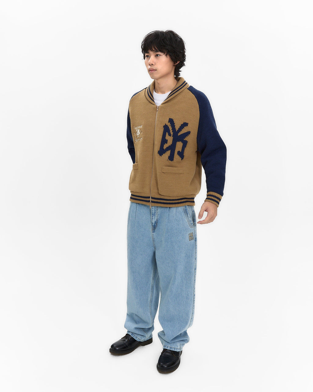 yeseyesee - Raglan Knit Varsity Jacket (Beige) product image 10 | TRAB K-Fashion Australia