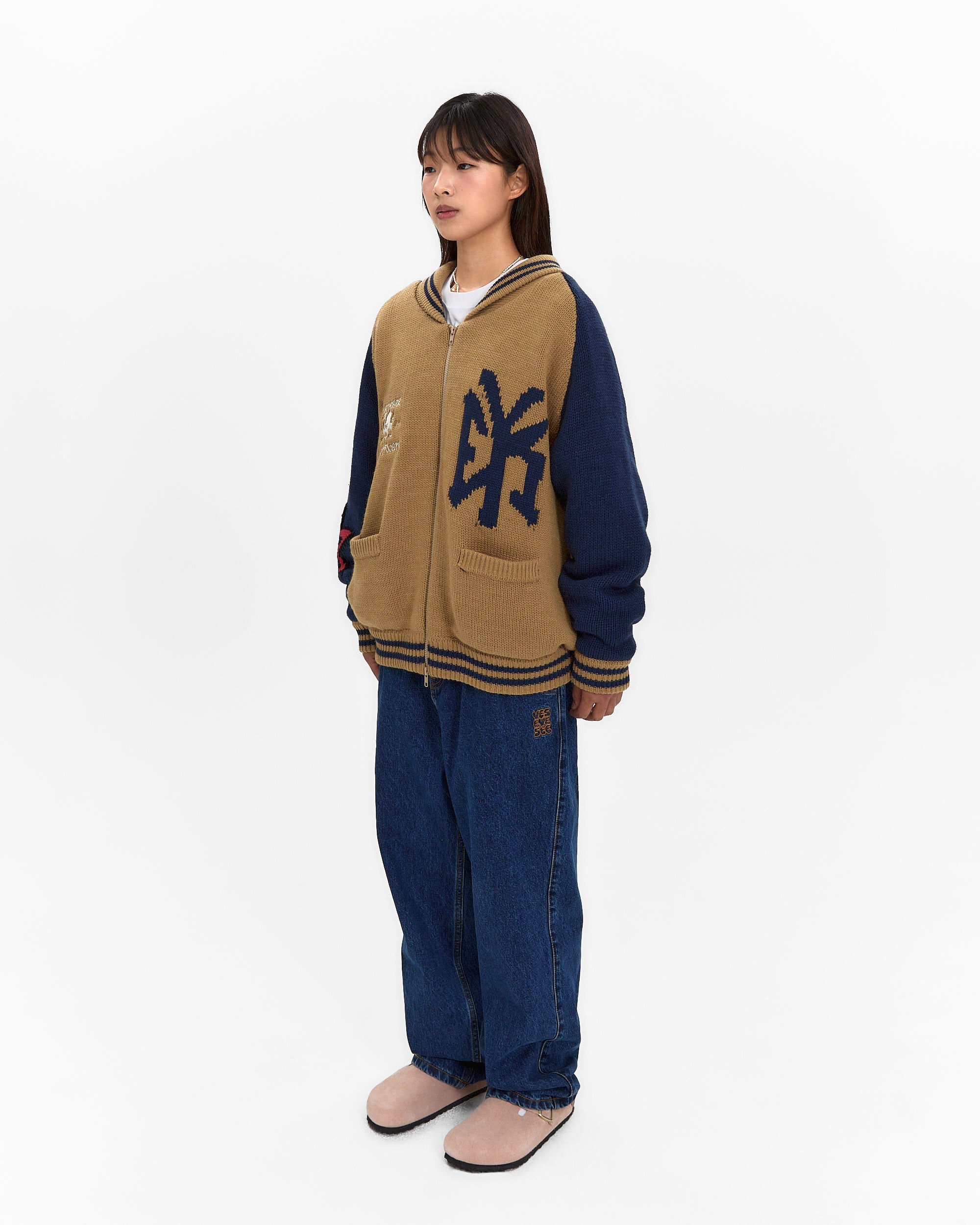 yeseyesee - Raglan Knit Varsity Jacket (Beige) product image 7 | TRAB K-Fashion Australia