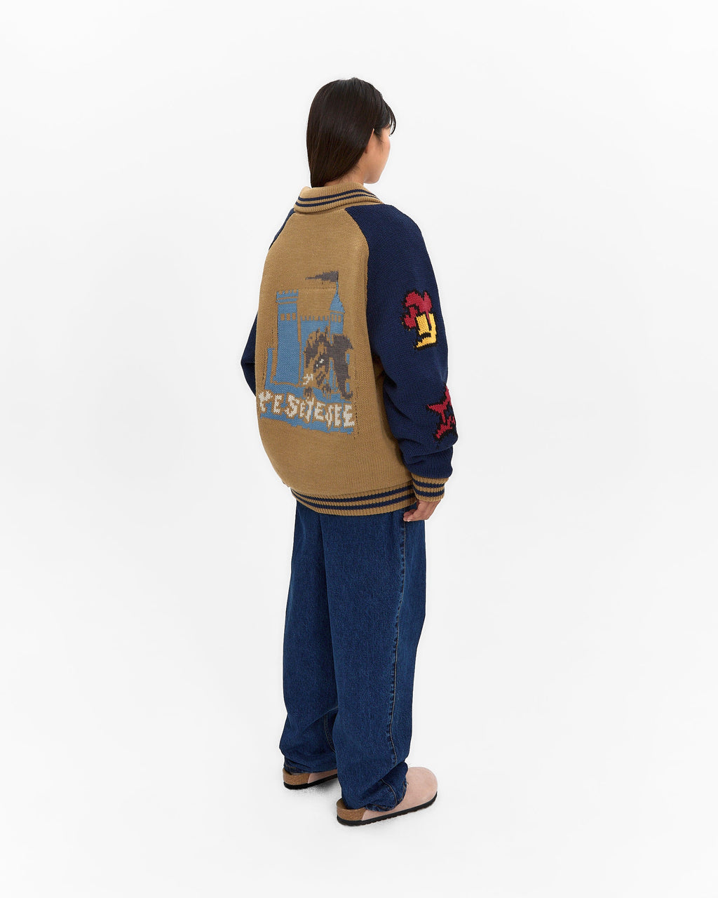 yeseyesee - Raglan Knit Varsity Jacket (Beige) product image 8 | TRAB K-Fashion Australia