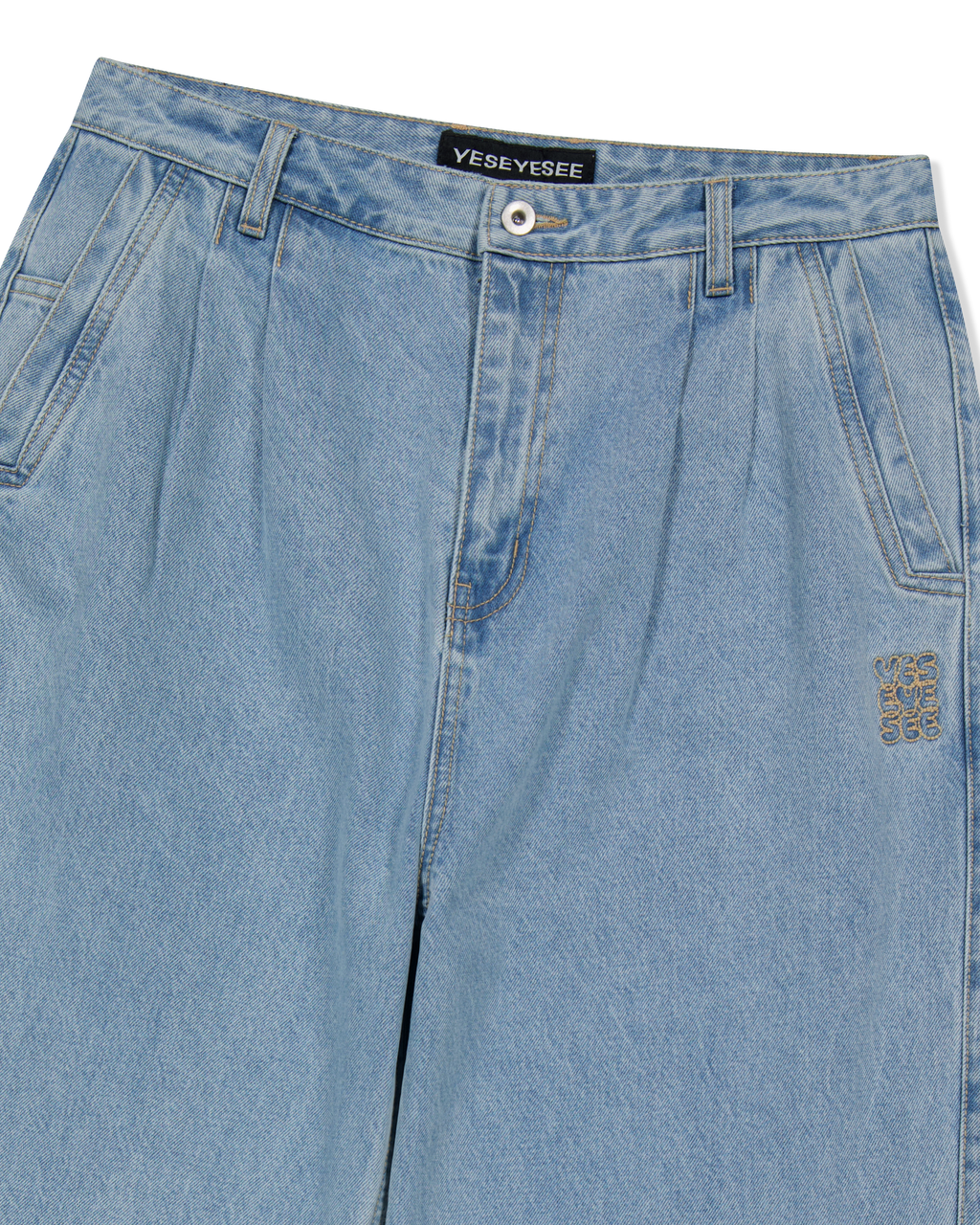 yeseyesee - Two Tucked Denim Pants (Light Indigo) product image 5 | TRAB K-Fashion Australia