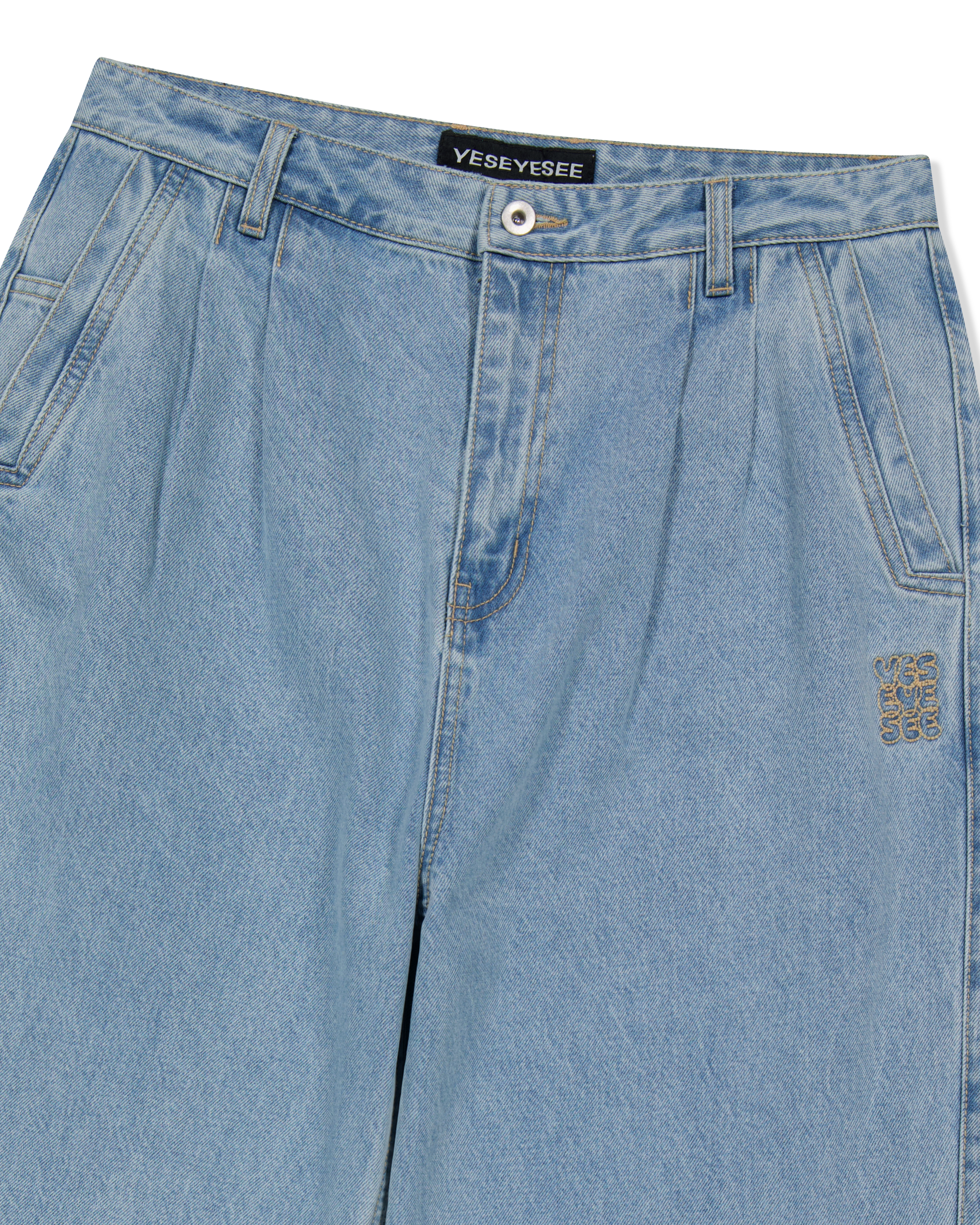 yeseyesee - Two Tucked Denim Pants (Light Indigo) product image 5 | TRAB K-Fashion Australia