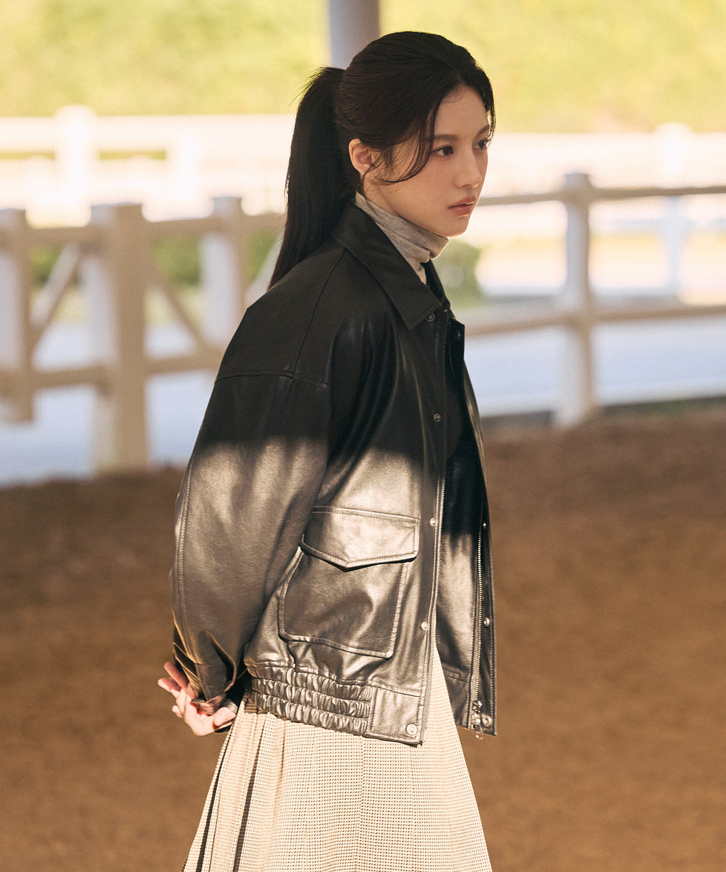 Marithe & Francois Girbaud - Faux Leather Padded Jacket (Black) product image 3 | TRAB K-Fashion Australia