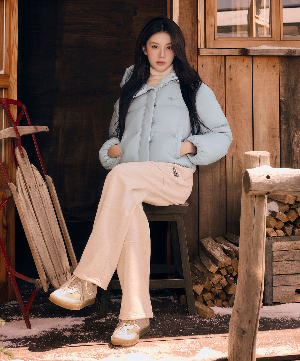 Marithe & Francois Girbaud - Regular Logo Hooded Crop Down Jacket (Light Blue) product image 3 | TRAB K-Fashion Australia