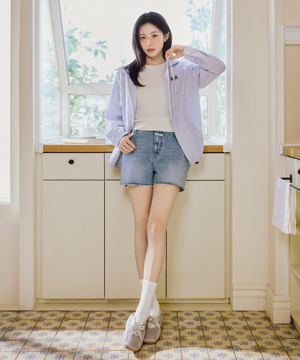 Marithe & Francois Girbaud - Classic Logo Hooded Pattern Jacket (Stripe) product image 3 | TRAB K-Fashion Australia