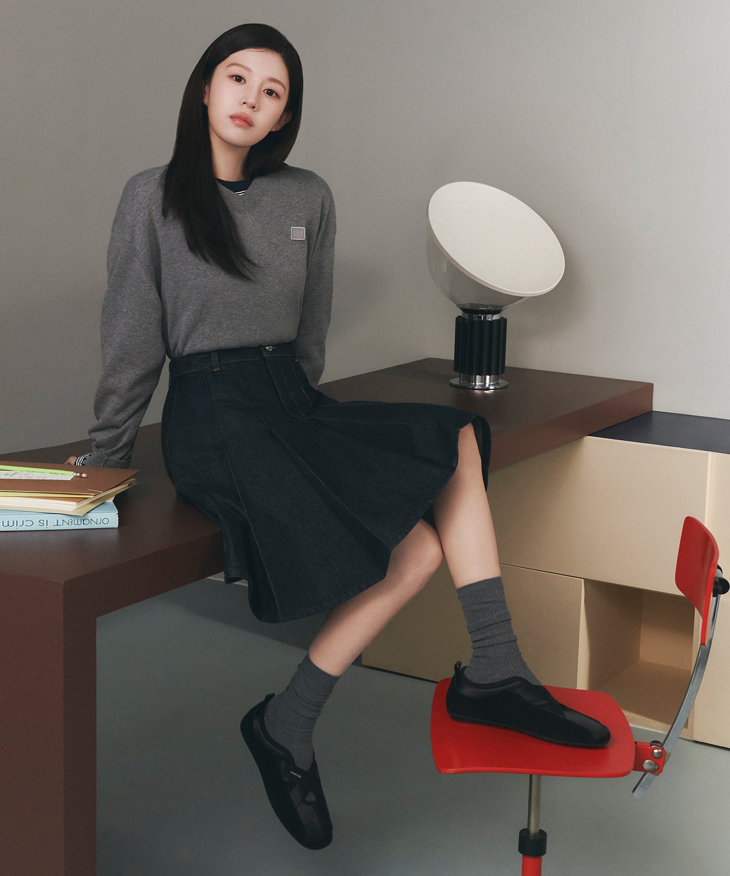 Marithe & Francois Girbaud - Denim Pleated Midi Skirt (Indigo) product image 3 | TRAB K-Fashion Australia