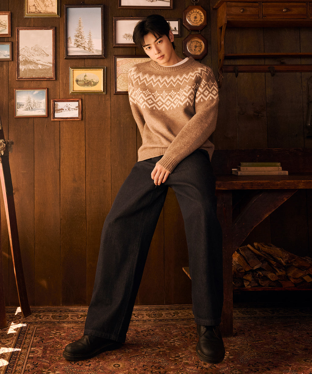 Marithe & Francois Girbaud - Fairisle Crew Neck Knit Pullover (Beige) product image 3 | TRAB K-Fashion Australia