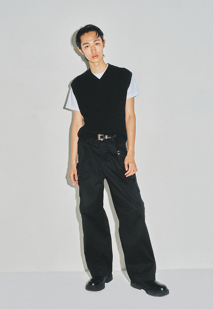 Tonywack - Cotton Twist V-Cable Knit Vest (Black) product image 5 | TRAB K-Fashion Australia