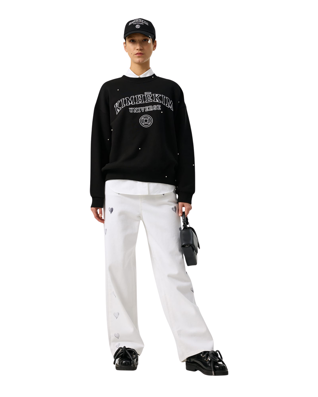 Kimhe Kim - Pearl Embellished Universe Sweatshirt (Black) product image 1 | TRAB K-Fashion Australia