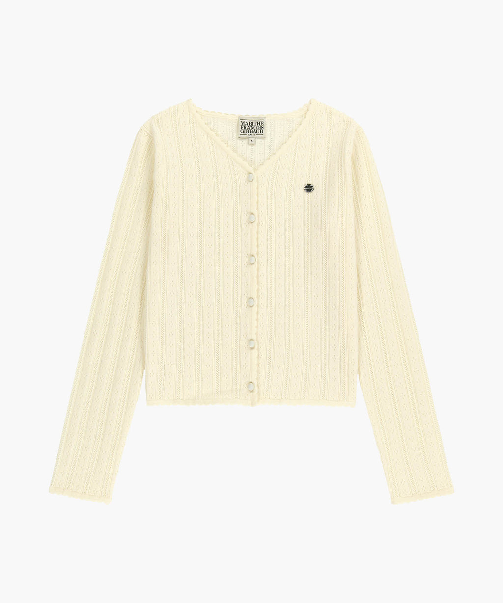 Marithe & Francois Girbaud - V-neck Crochet Knit Cardigan (Ivory) product image 5 | TRAB K-Fashion Australia