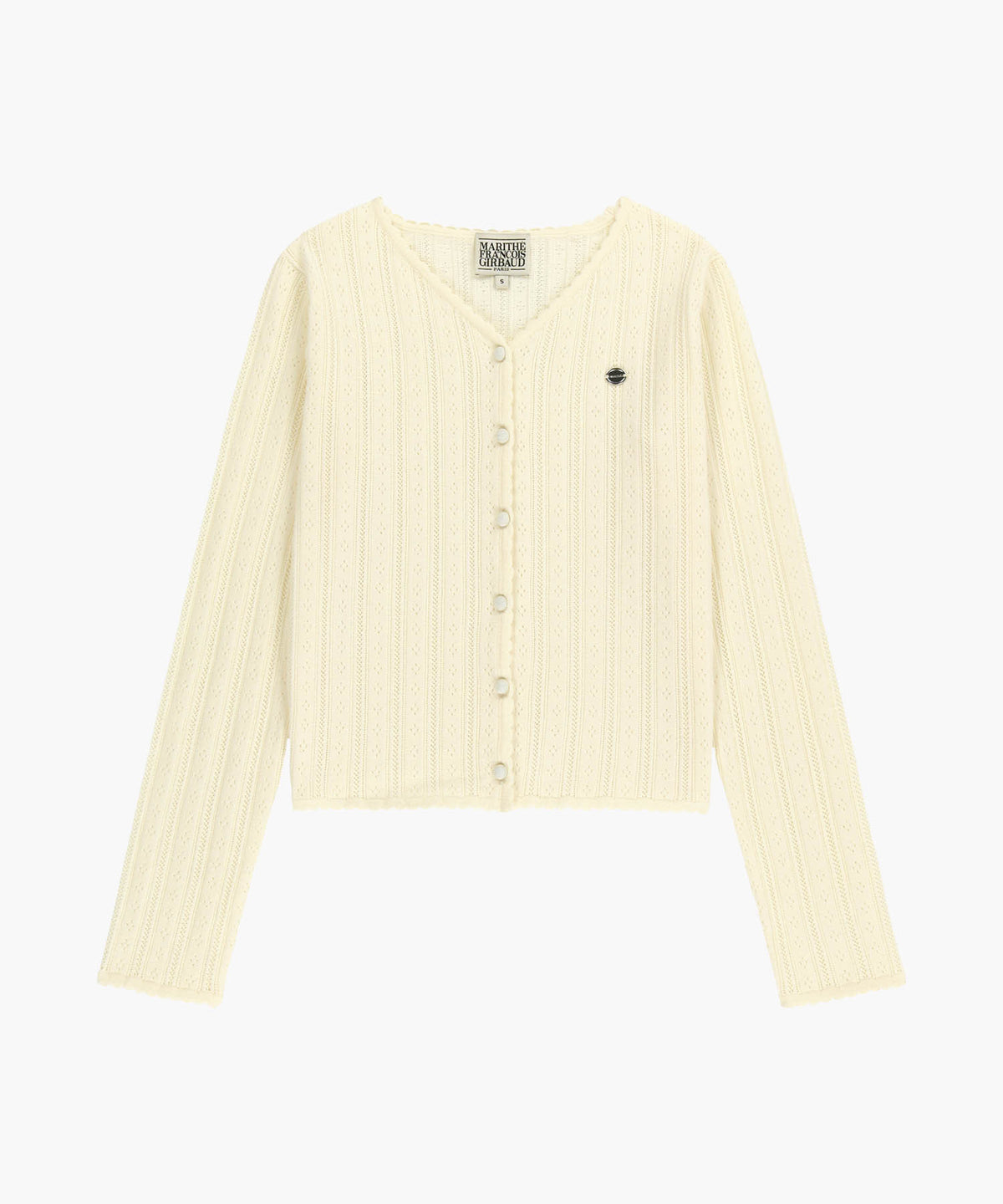 Marithe & Francois Girbaud - V-neck Crochet Knit Cardigan (Ivory) product image 5 | TRAB K-Fashion Australia