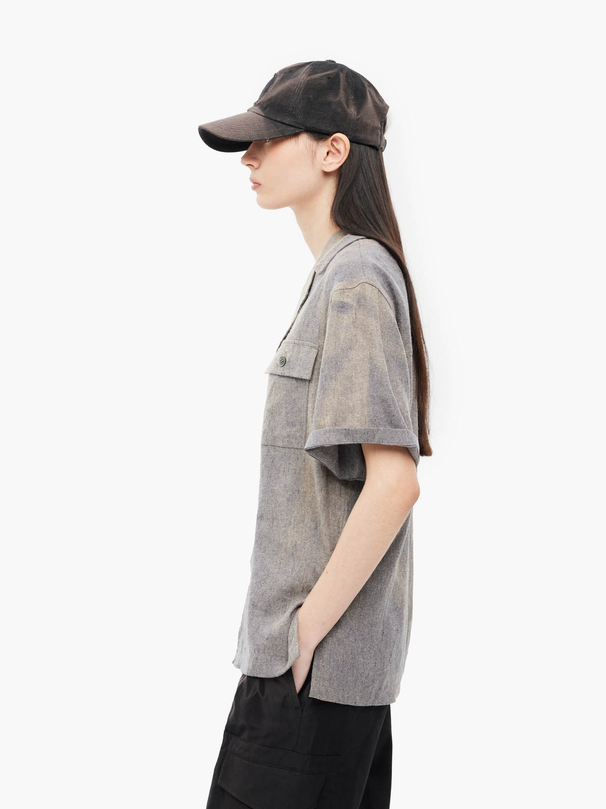 Jiyong Kim - Sun-Bleached Tailored Collar Shirt (Grey) product image 5 | TRAB K-Fashion Australia