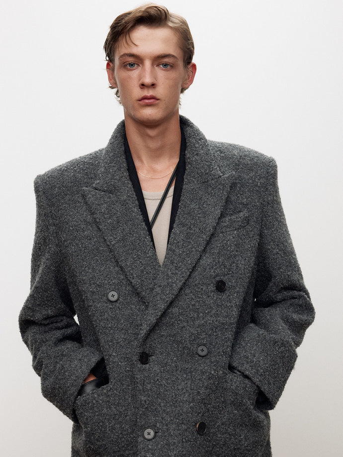 Tonywack - Textured Wool And Alpaca Double-Breasted Coat (Grey) product image 9 | TRAB K-Fashion Australia