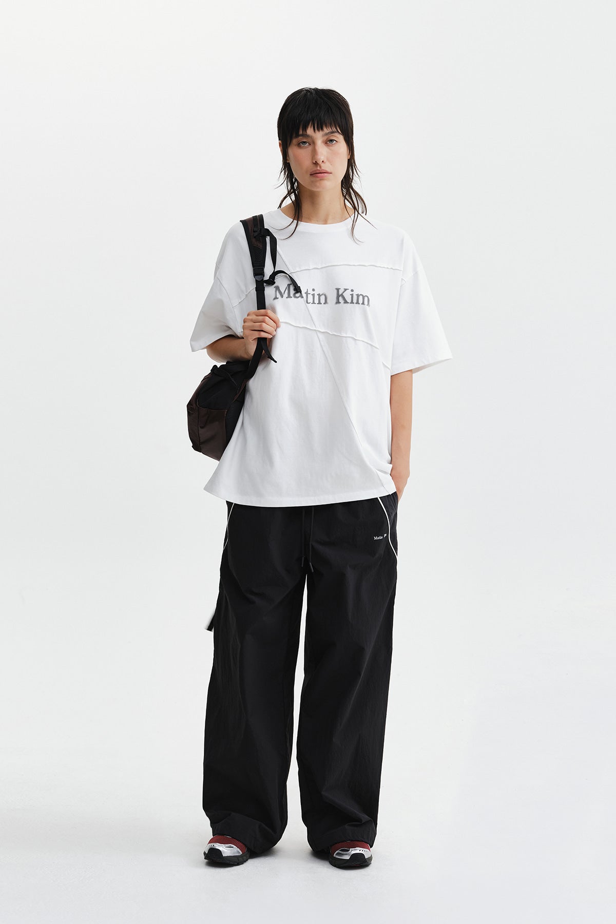 Matin Kim - Diagonal Cut Logo Top (White) product image 9 | TRAB K-Fashion Australia