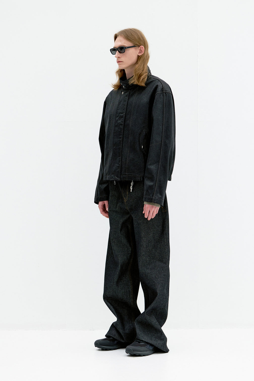 Coor - Coated Denim Stand Neck Jumper (Black) product image 3 | TRAB K-Fashion Australia