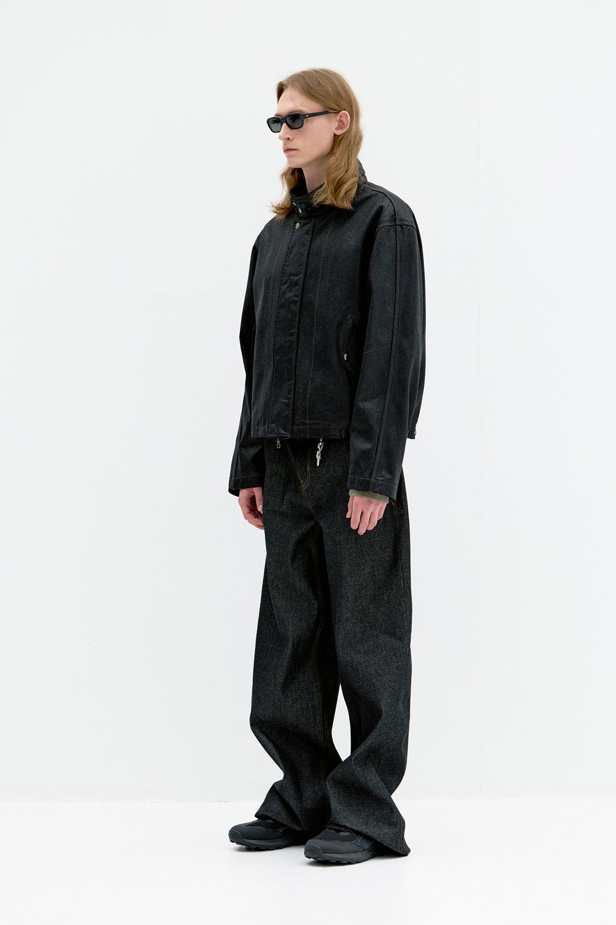 Coor - Coated Denim Stand Neck Jumper (Black) product image 3 | TRAB K-Fashion Australia