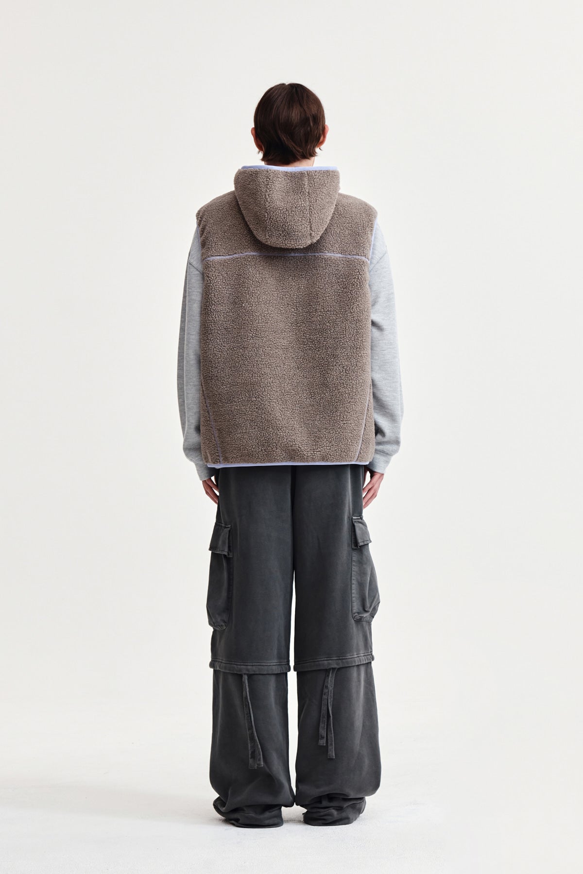Matin Kim - Fleece Hoody Vest (Grey) product image 12 | TRAB K-Fashion Australia