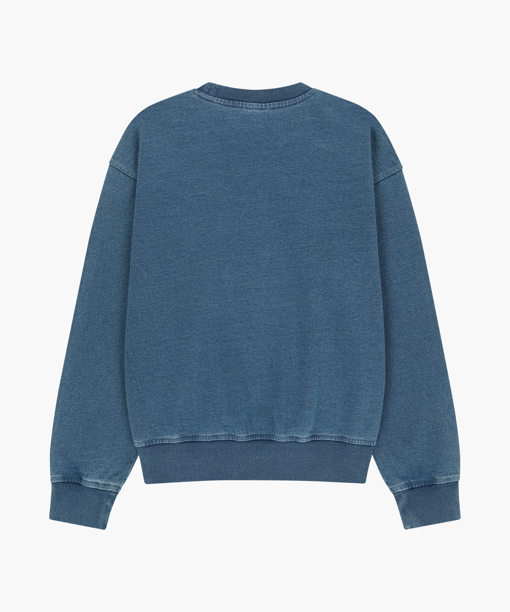 Marithe & Francois Girbaud - Crack Classic Logo Dyeing Oversized Sweatshirt (Blue) product image 6 | TRAB K-Fashion Australia
