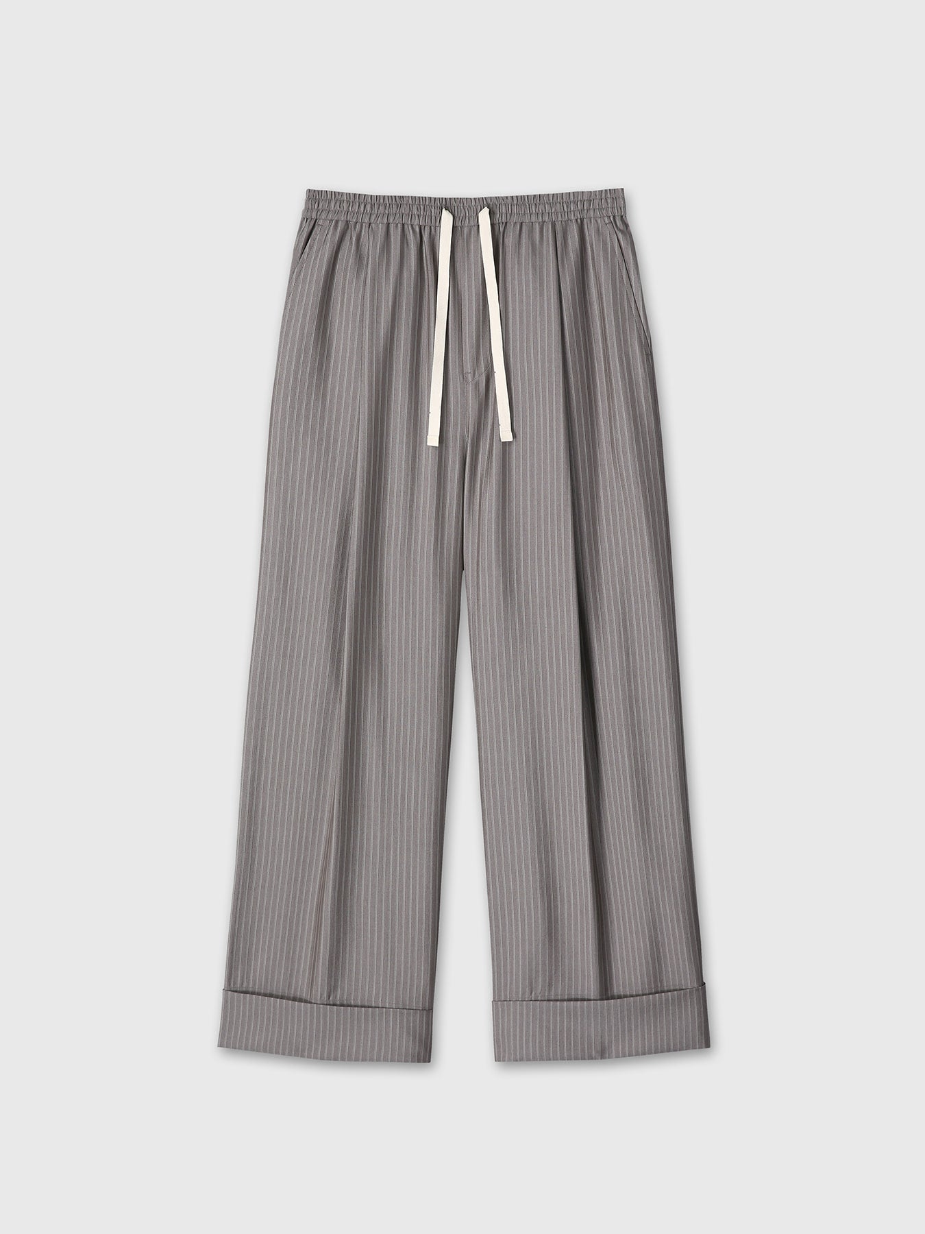 Tonywack - Silk Wool Wide Leg Pajama Trousers (Dark Grey Stripe) product image 7 | TRAB K-Fashion Australia