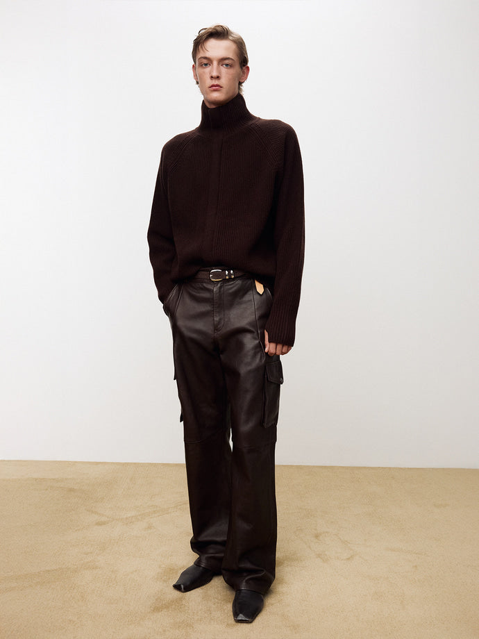 Tonywack - Naked Lamb Leather Wide Cargo Pants (Brown) product image 5 | TRAB K-Fashion Australia