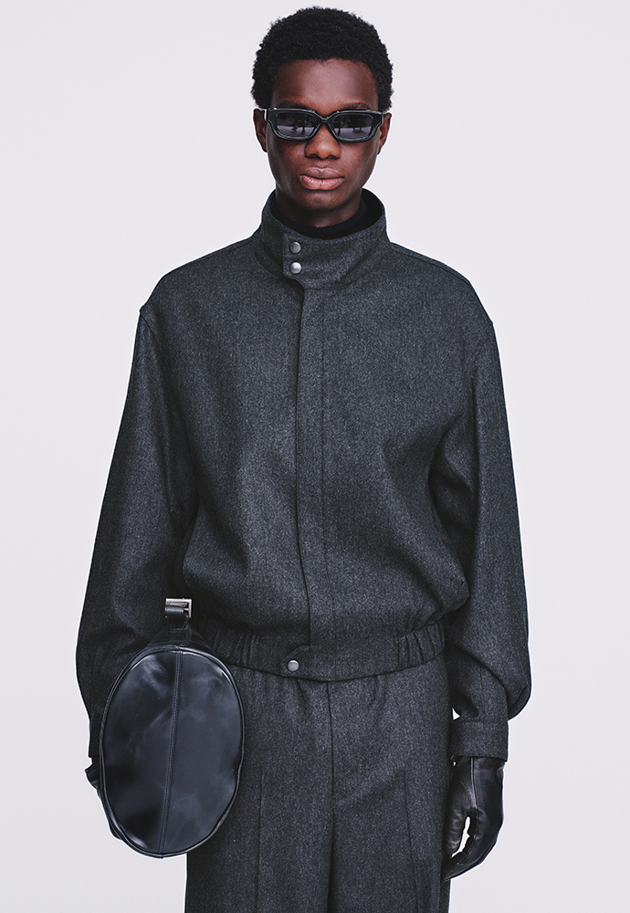 Tonywack - Wool And Cashmere High Collar Stud Blouson (Dark Grey) product image 6 | TRAB K-Fashion Australia