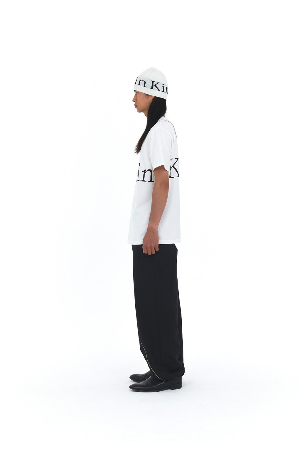 Matin Kim - Logo Jacquard Short Beanie (White) product image 5 | TRAB K-Fashion Australia