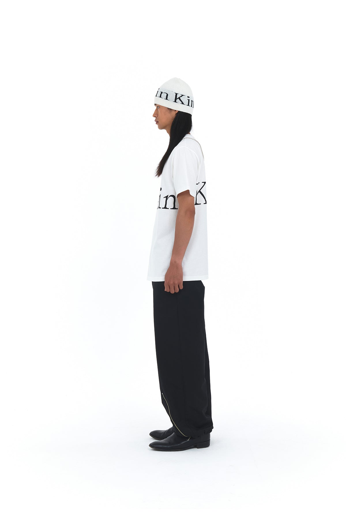 Matin Kim - Logo Jacquard Short Beanie (White) product image 5 | TRAB K-Fashion Australia