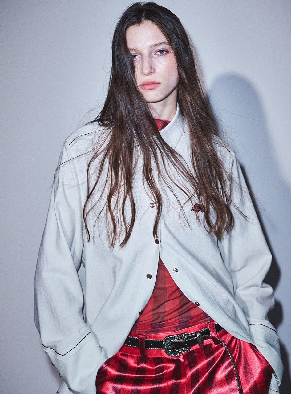 Mardi Mercredi - Oversized Western Shirts (Mint Burgundy) product image 1 | TRAB K-Fashion Australia