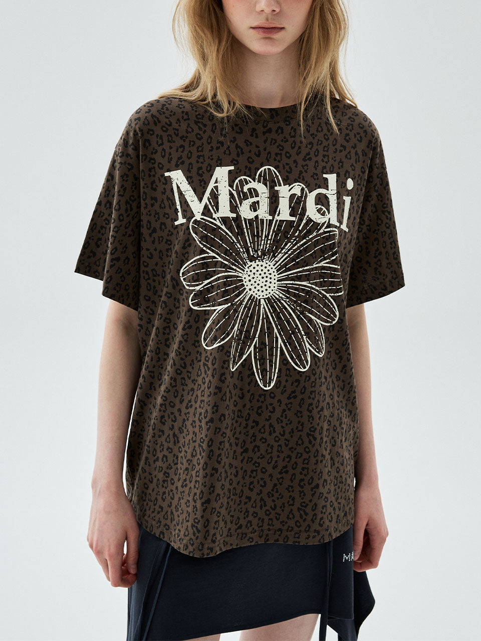 Mardi Mercredi - Tshirt Leopard Flowermardi Cracked (Brown Ivory) product image 1 | TRAB K-Fashion Australia