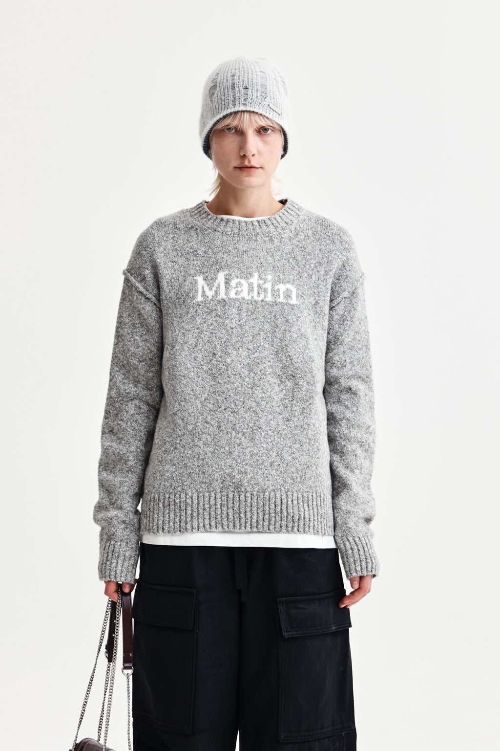 Matin Kim - Matin Mixed Yarn Knit Pullover (Grey) product image 1 | TRAB K-Fashion Australia