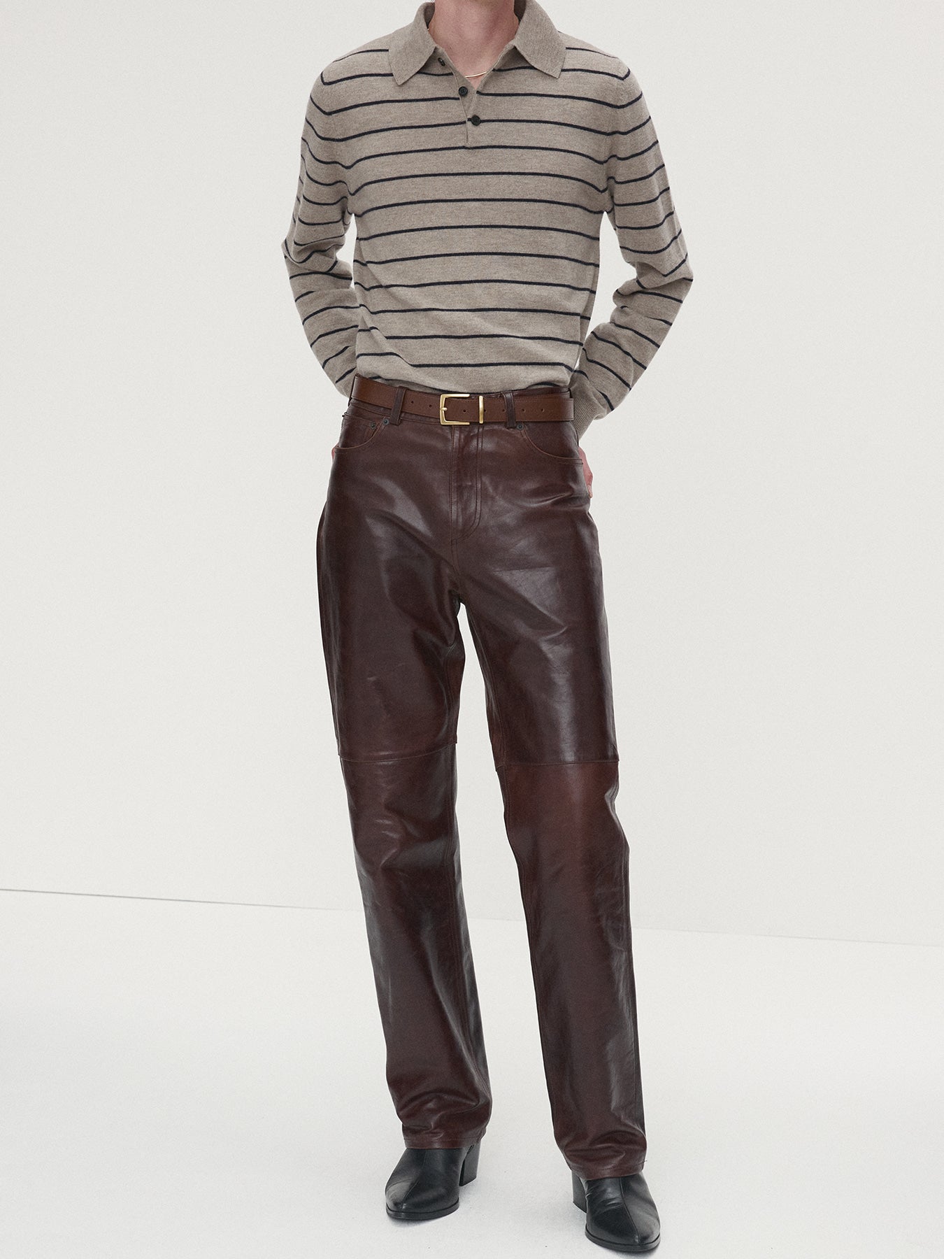 Tonywack - Super Fine Wool Stripe Polo Knit (Beige/Navy) product image 5 | TRAB K-Fashion Australia