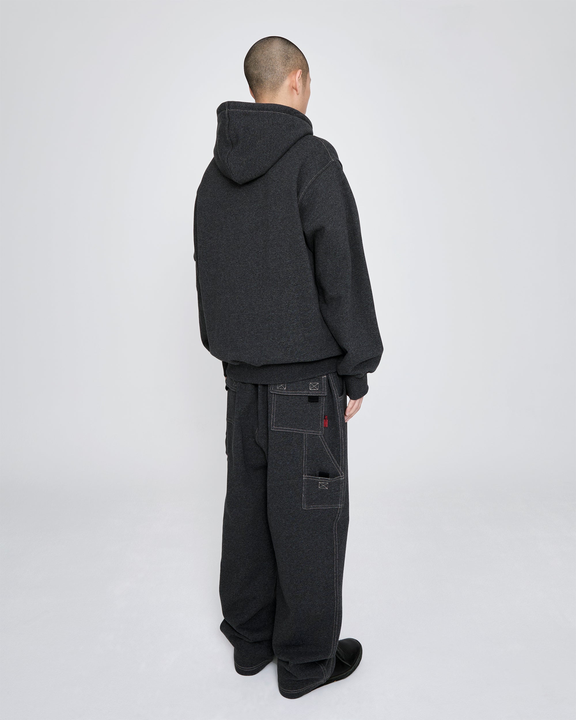 yeseyesee - Y.E.S Stitch Pocket Zip Up Hoodie (Charcoal) product image 9 | TRAB K-Fashion Australia