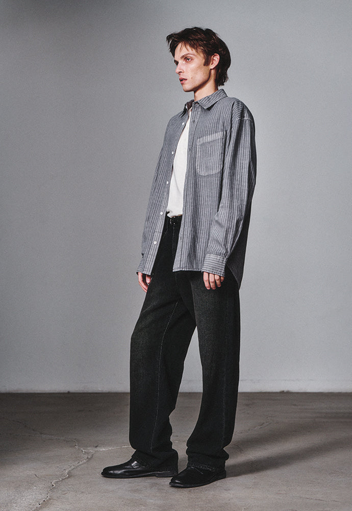 Art if acts - Pigment-Dyed Stripe Shirt (Vintage Charcoal) product image 2 | TRAB K-Fashion Australia