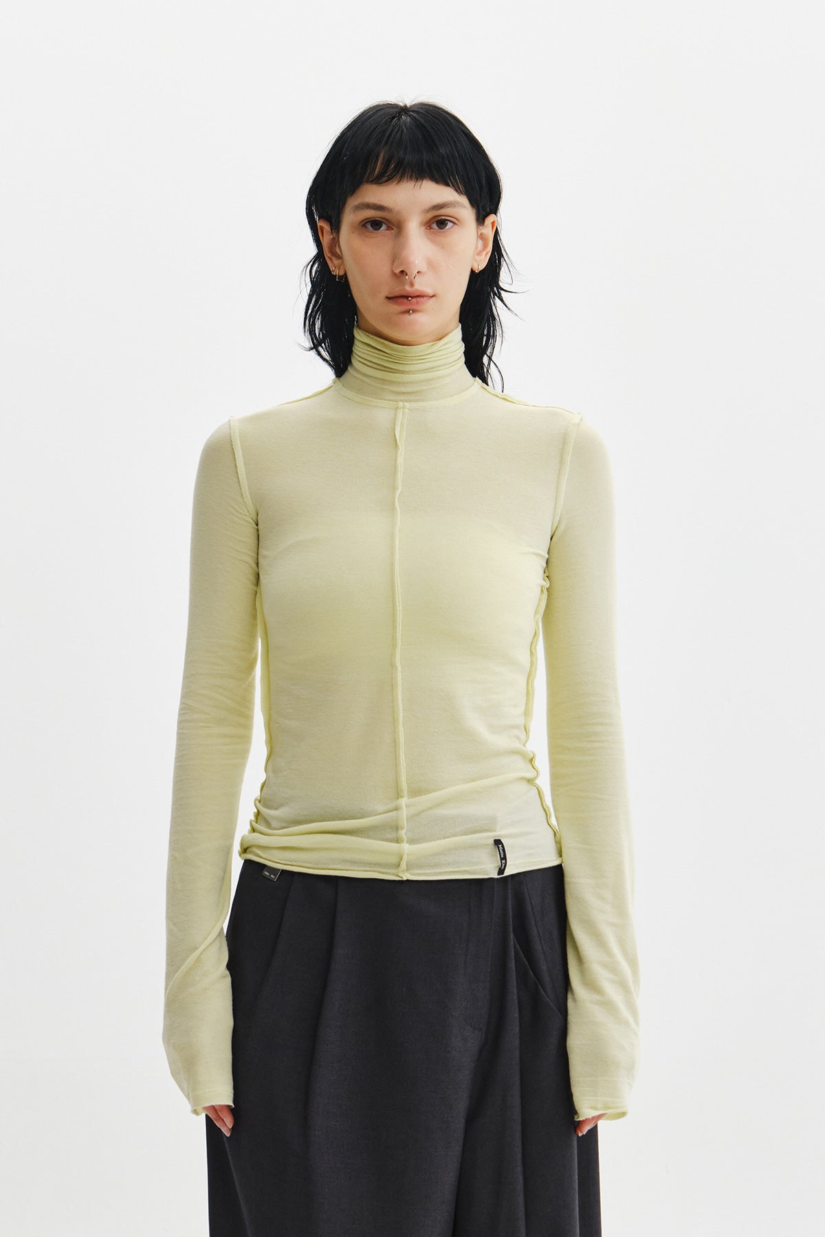 Matin Kim - Raw Cut High Neck Top (Lime) product image 12 | TRAB K-Fashion Australia