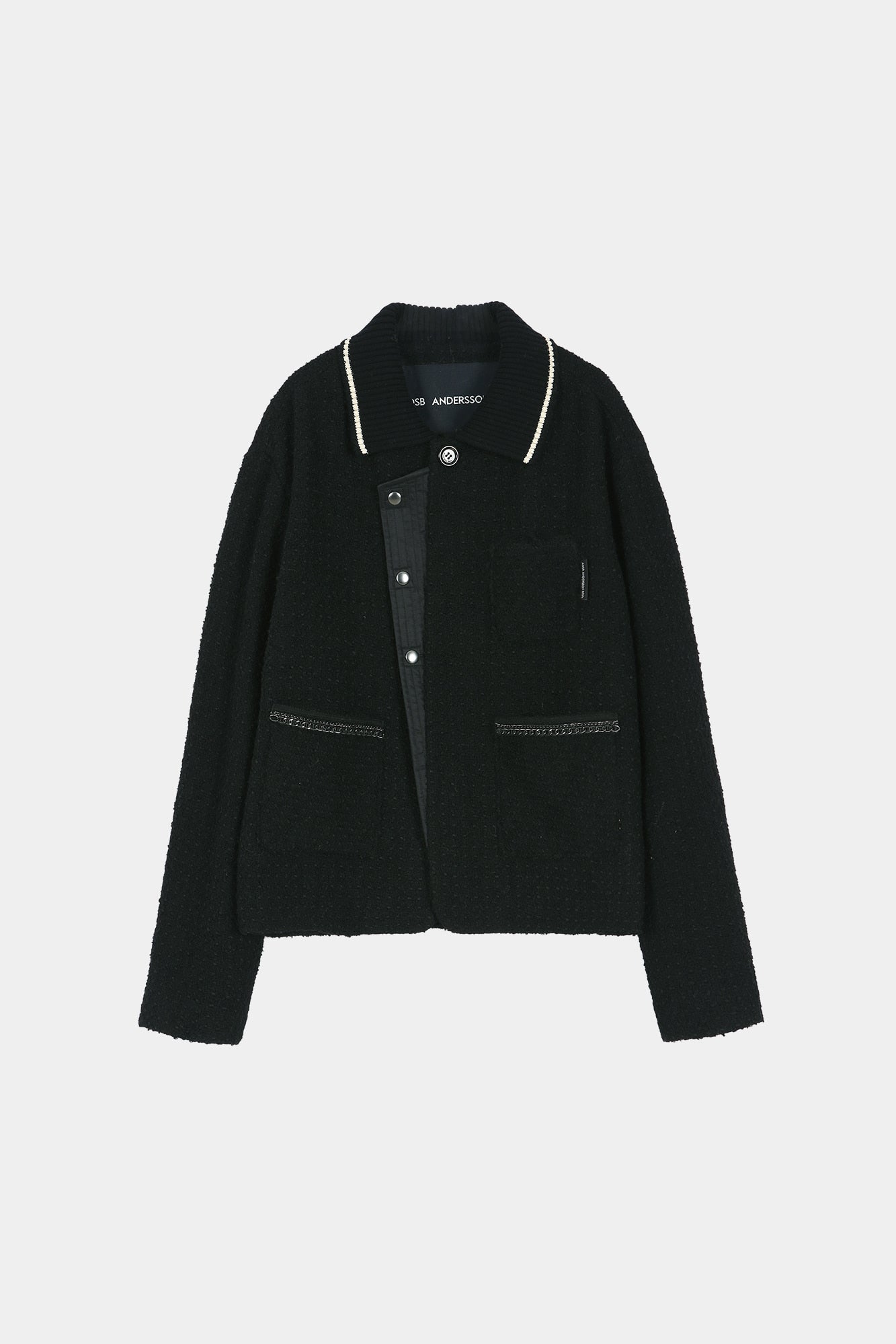 Andersson Bell - Knit Collar Tweed Cardigan (black) (Black) product image 8 | TRAB K-Fashion Australia
