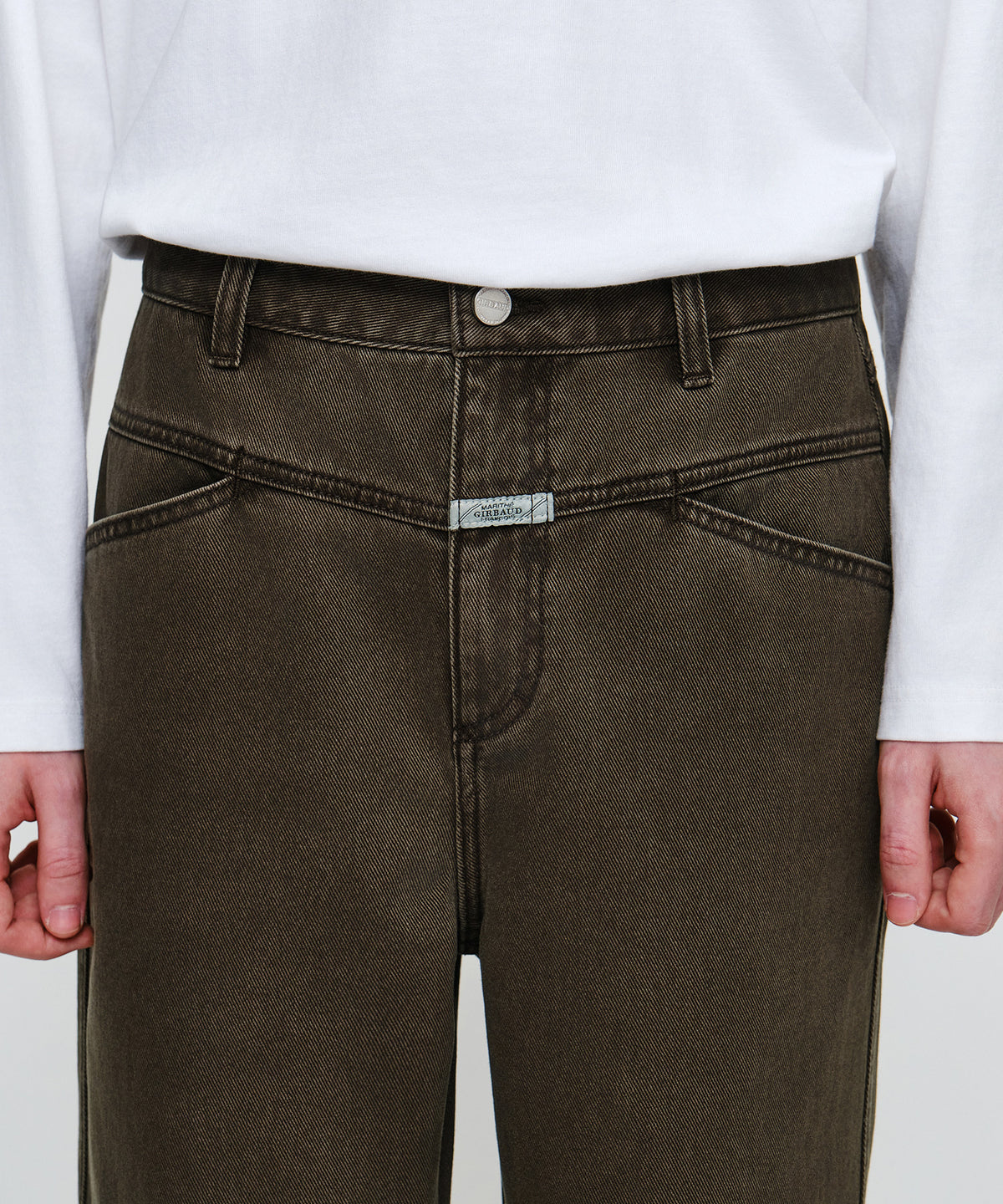 Marithe & Francois Girbaud - X-pocket Semi-wide Denim Pants (Brown) product image 2 | TRAB K-Fashion Australia