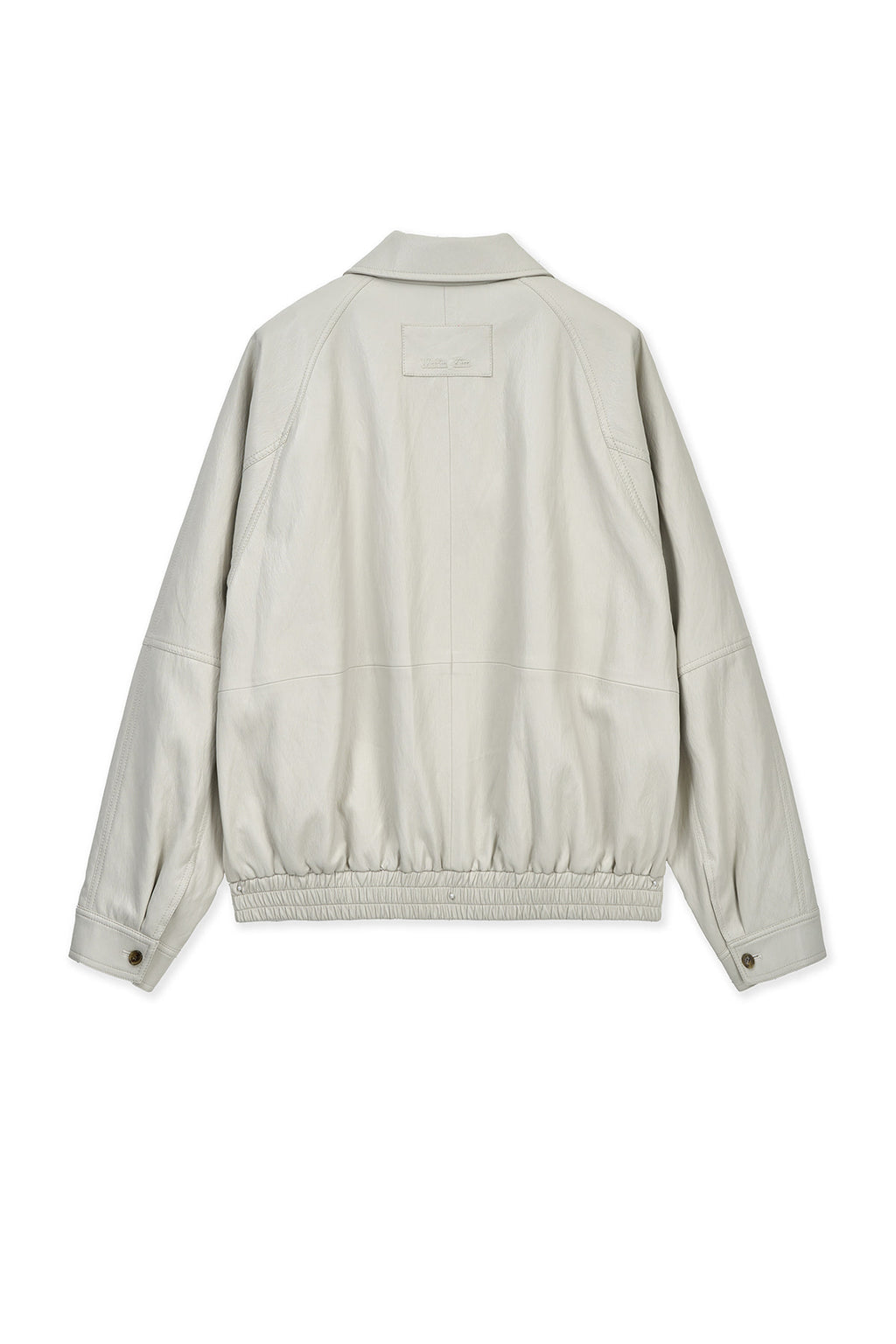 Matin Kim - Small Logo Faux Leather Zip Up Jumper (Light Grey) product image 2 | TRAB K-Fashion Australia