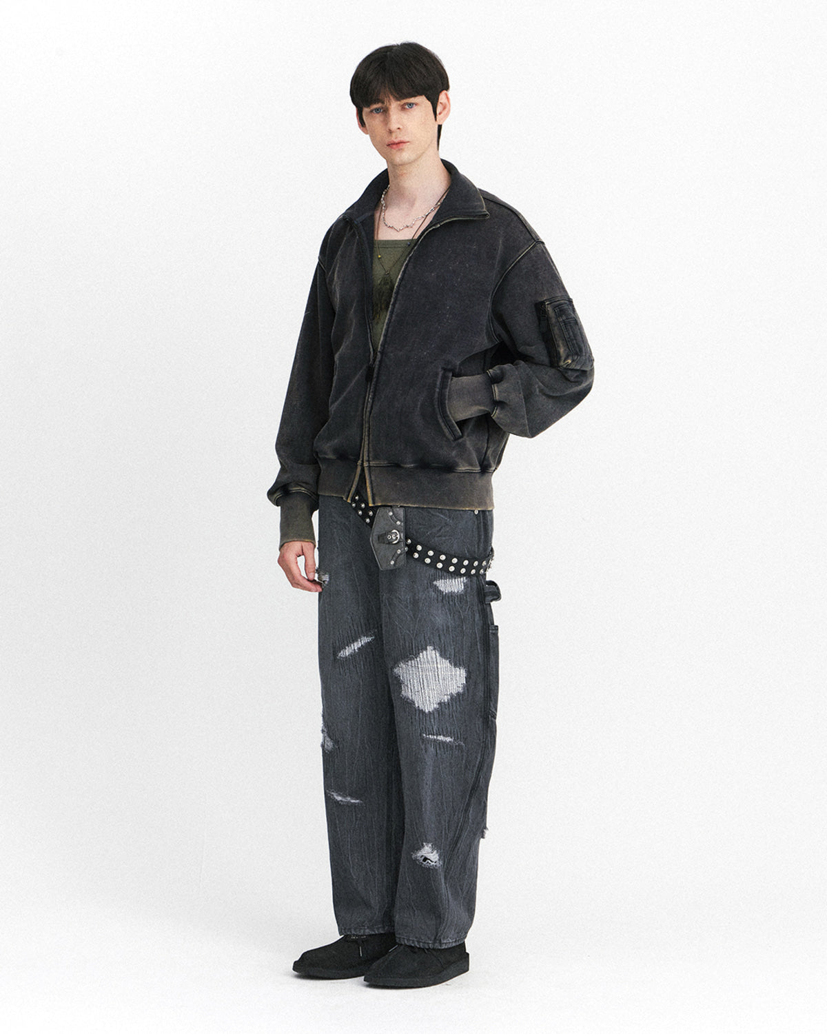 Eastlogue - Flight Zip Up Sweat (Vintage Charcoal) product image 4 | TRAB K-Fashion Australia